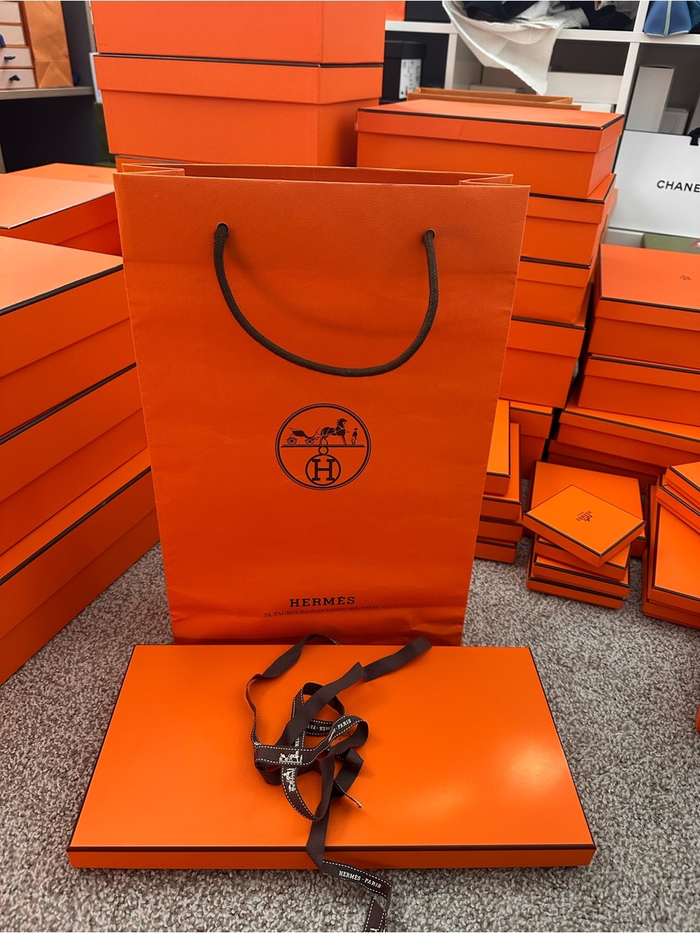 Orange Gift Bag and Box Set - Orange for shirts, scarf, small clothes.